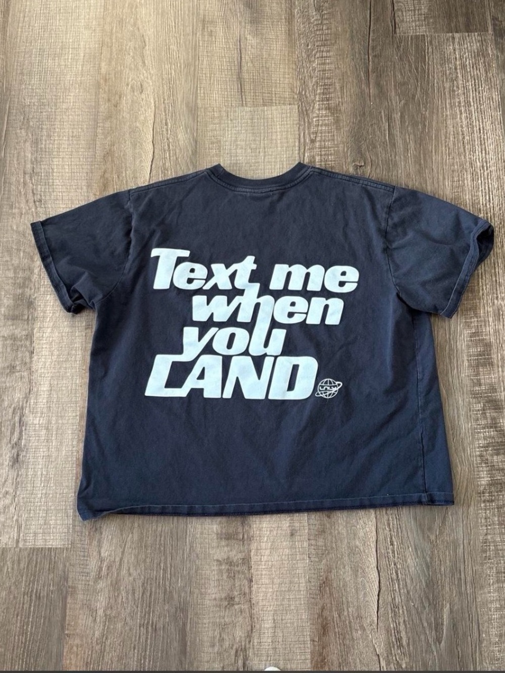 LONELY GHOST X Beis Text Me When You Land Essentials Tee in Navy - L